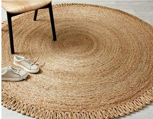 Handwoven Reversible Eco Friendly Jute Round Boho Farmhouse Rug