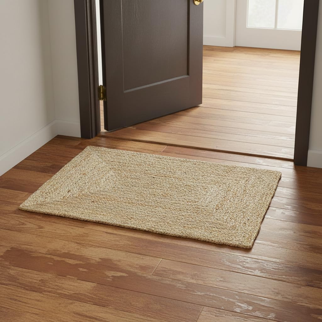 Handwoven Reversible Boho Jute Round Area Rug