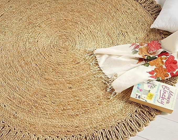 Handwoven Reversible Eco Friendly Jute Round Boho Farmhouse Rug