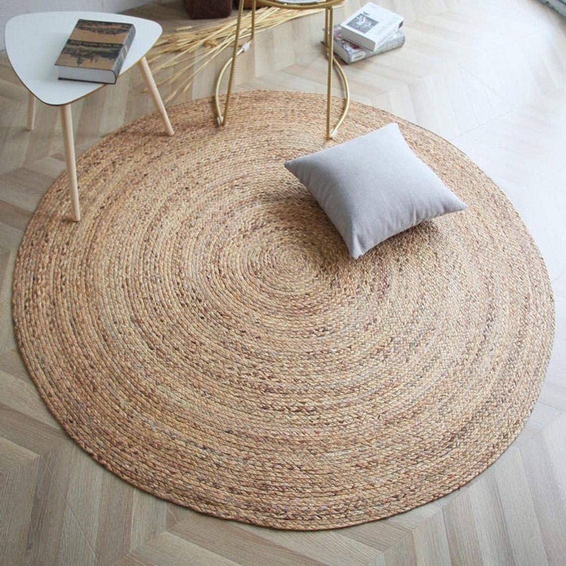 Handwoven Braided Natural Jute Round Area Carpet
