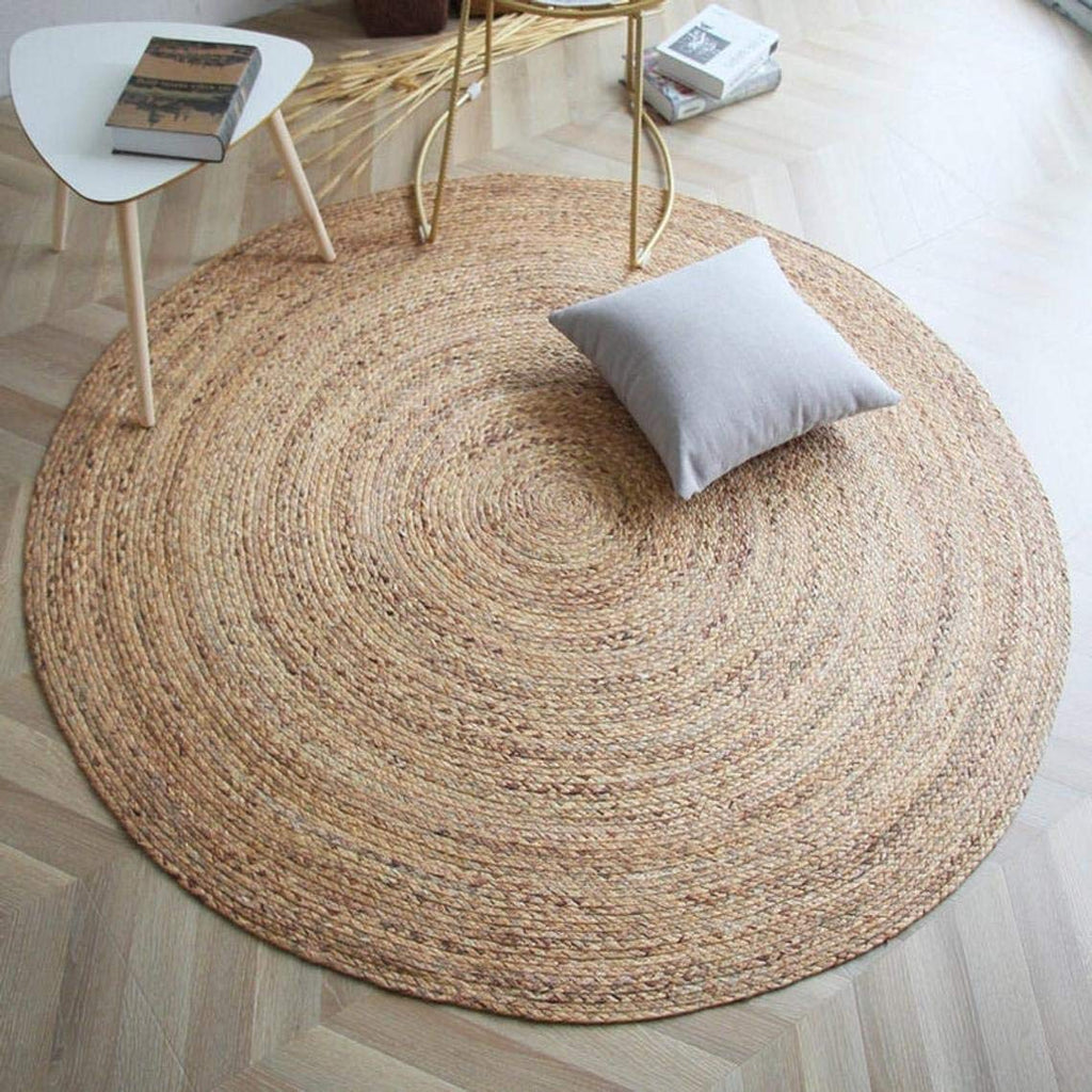Handwoven Braided Natural Jute Round Area Carpet