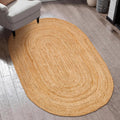 Handwoven Reversible Boho Jute Round Farmhouse Area Rug