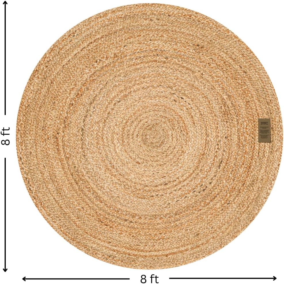 Handwoven Reversible Boho Jute Round Farmhouse Area Rug