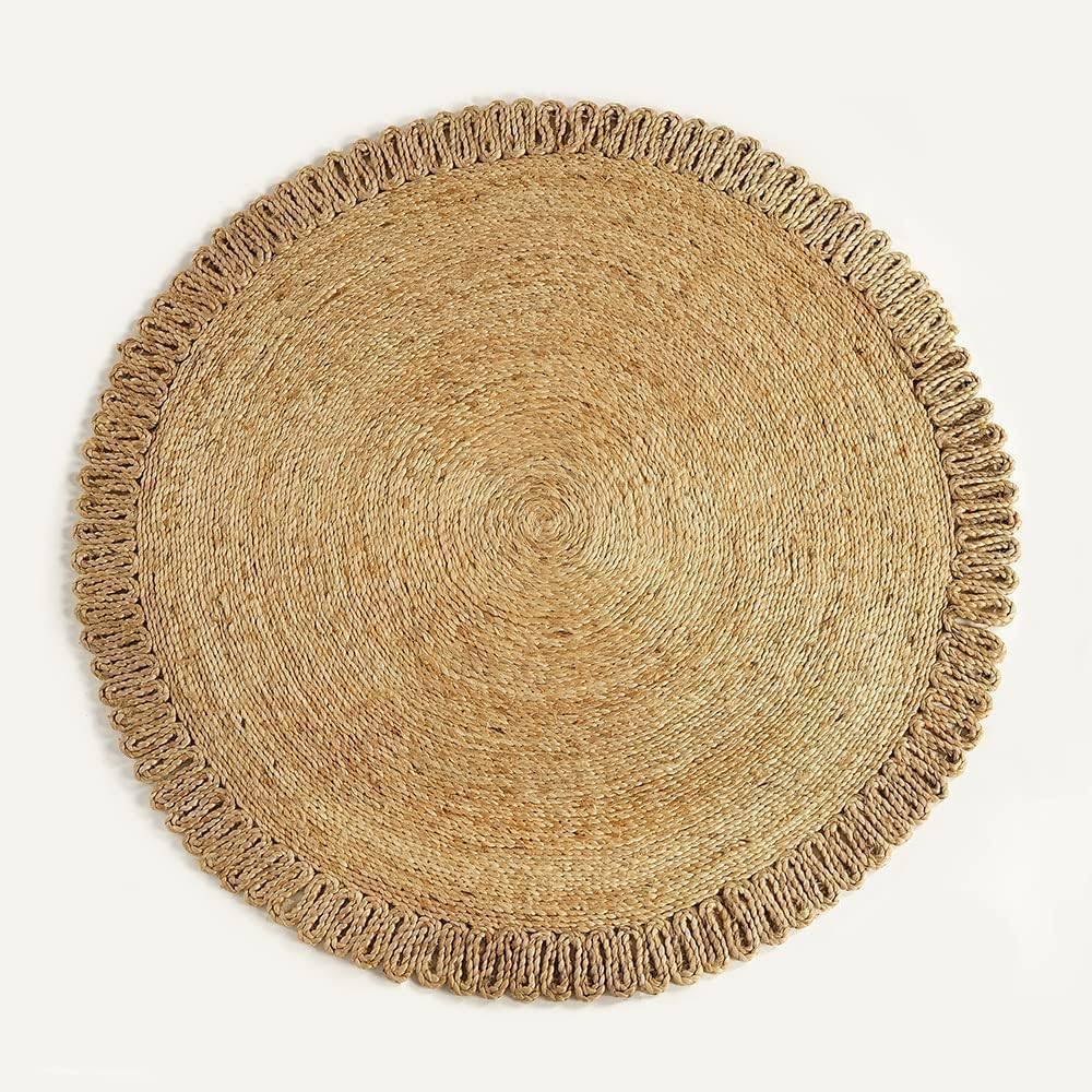Handwoven Reversible Eco Friendly Jute Round Boho Farmhouse Rug