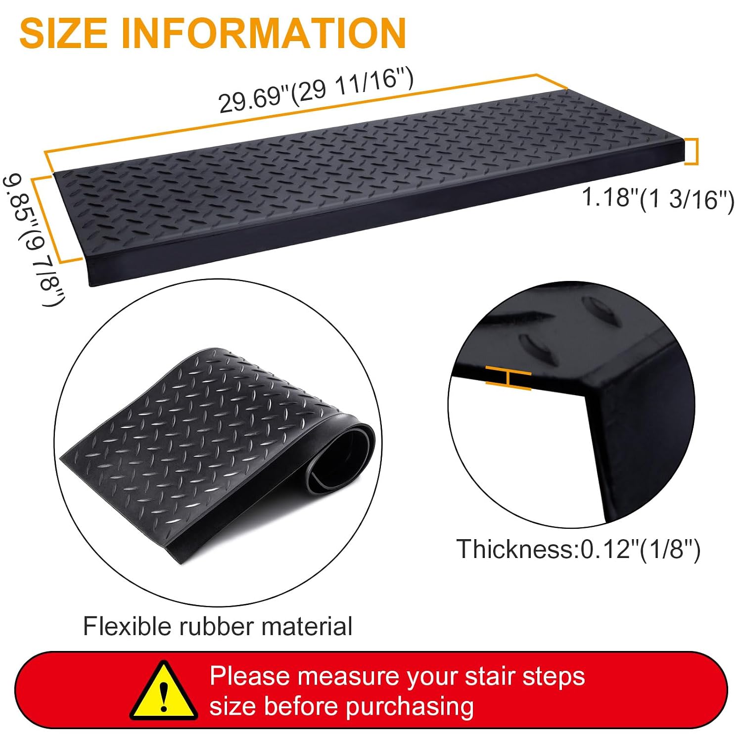 Non Slip Rubber Indoor Outdoor Stair Step Protection Mats