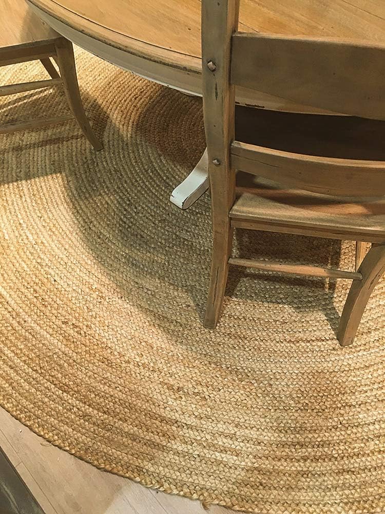 Handwoven Braided Natural Jute Round Area Carpet