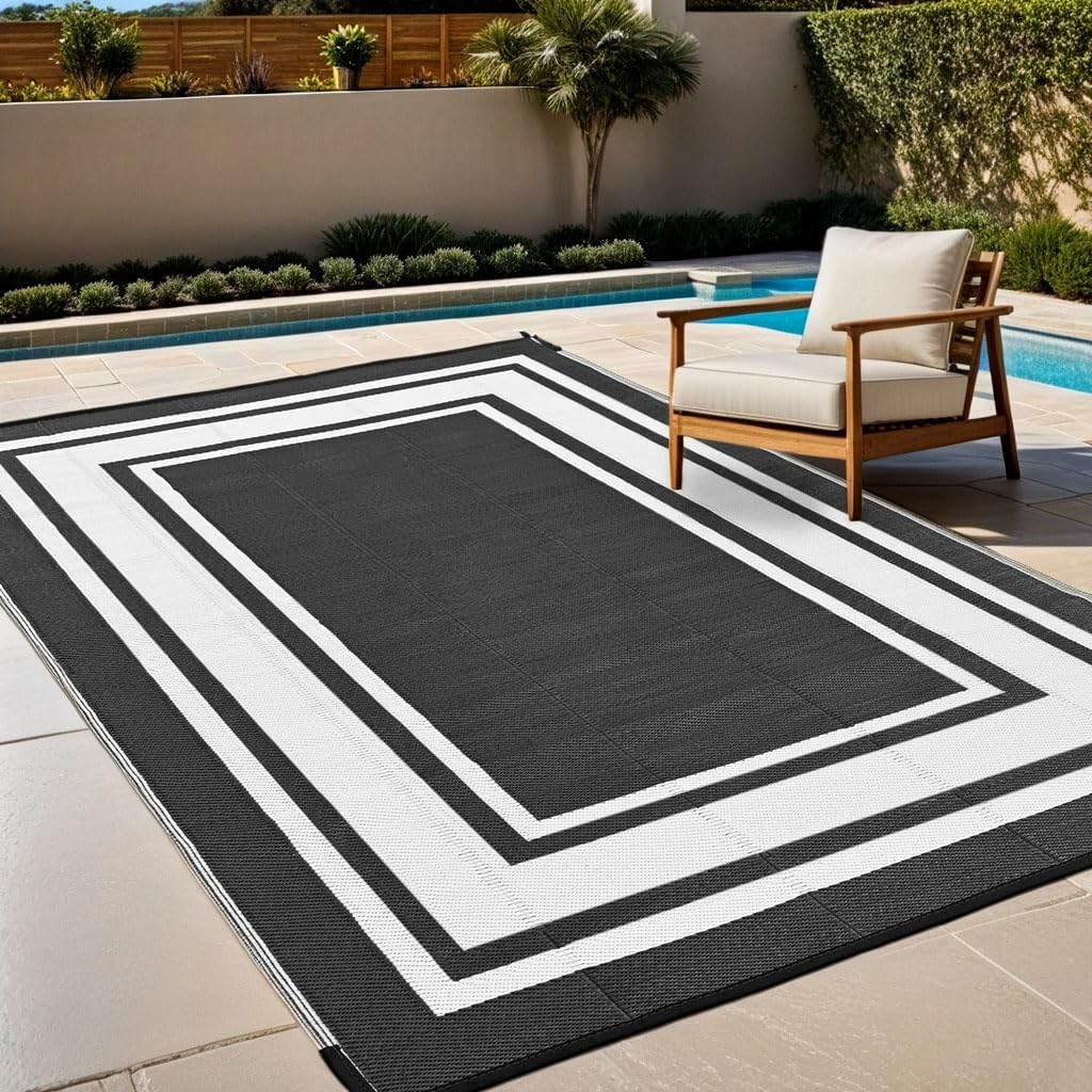 Reversible Waterproof 8x10 Plastic Straw Outdoor Patio Rug