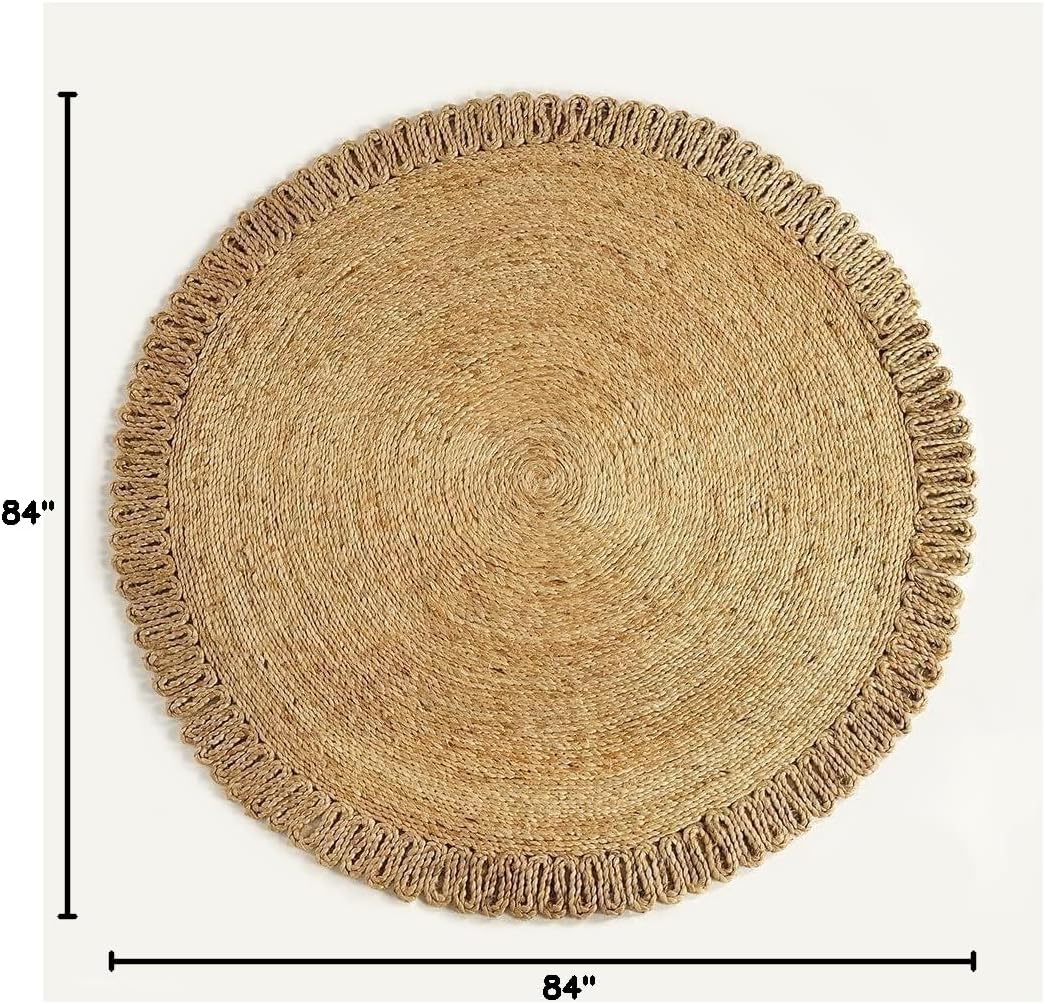Handwoven Reversible Eco Friendly Jute Round Boho Farmhouse Rug