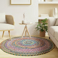 Braided Reversible Multicolor Jute Round Farmhouse Rug