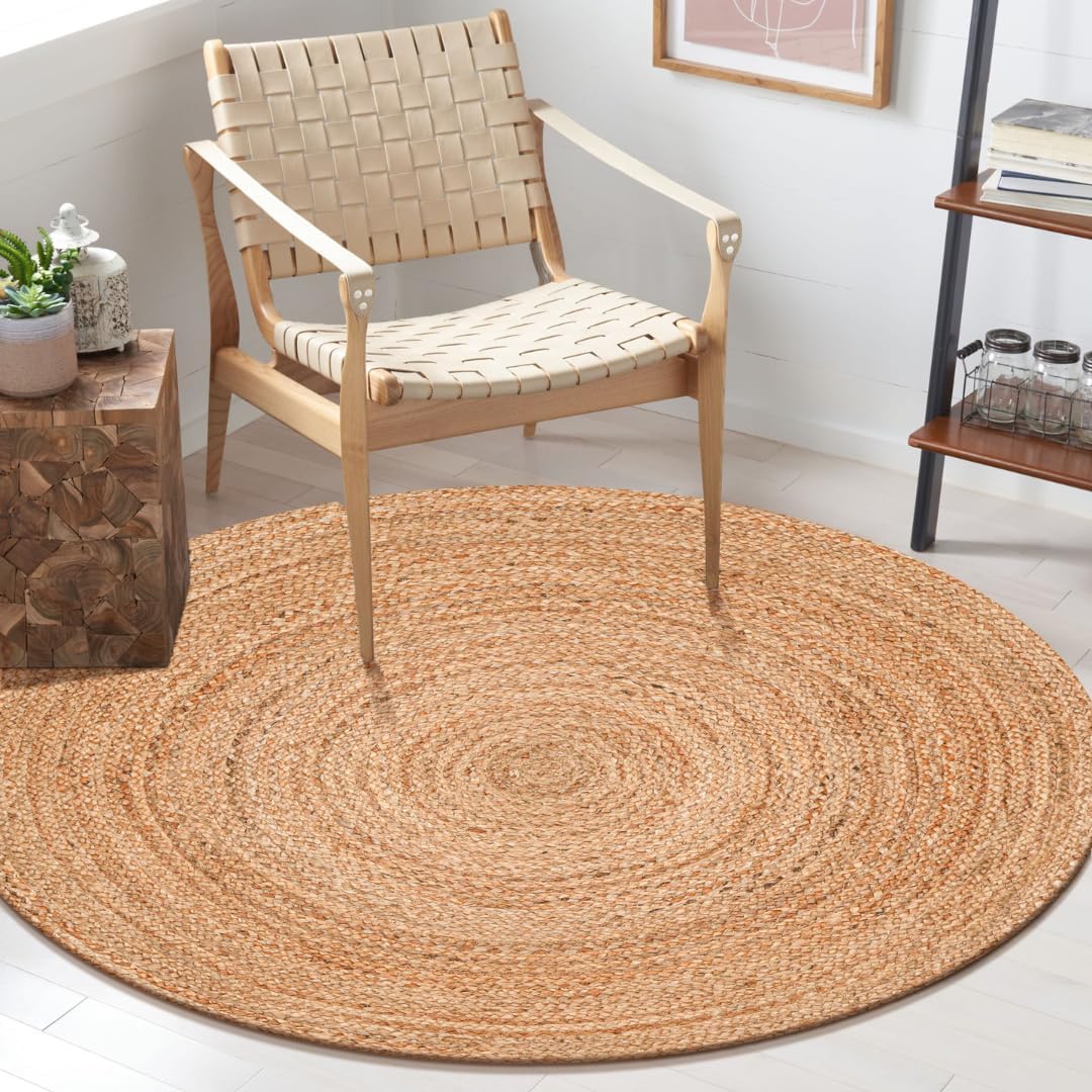 Handwoven Reversible Boho Jute Round Farmhouse Area Rug