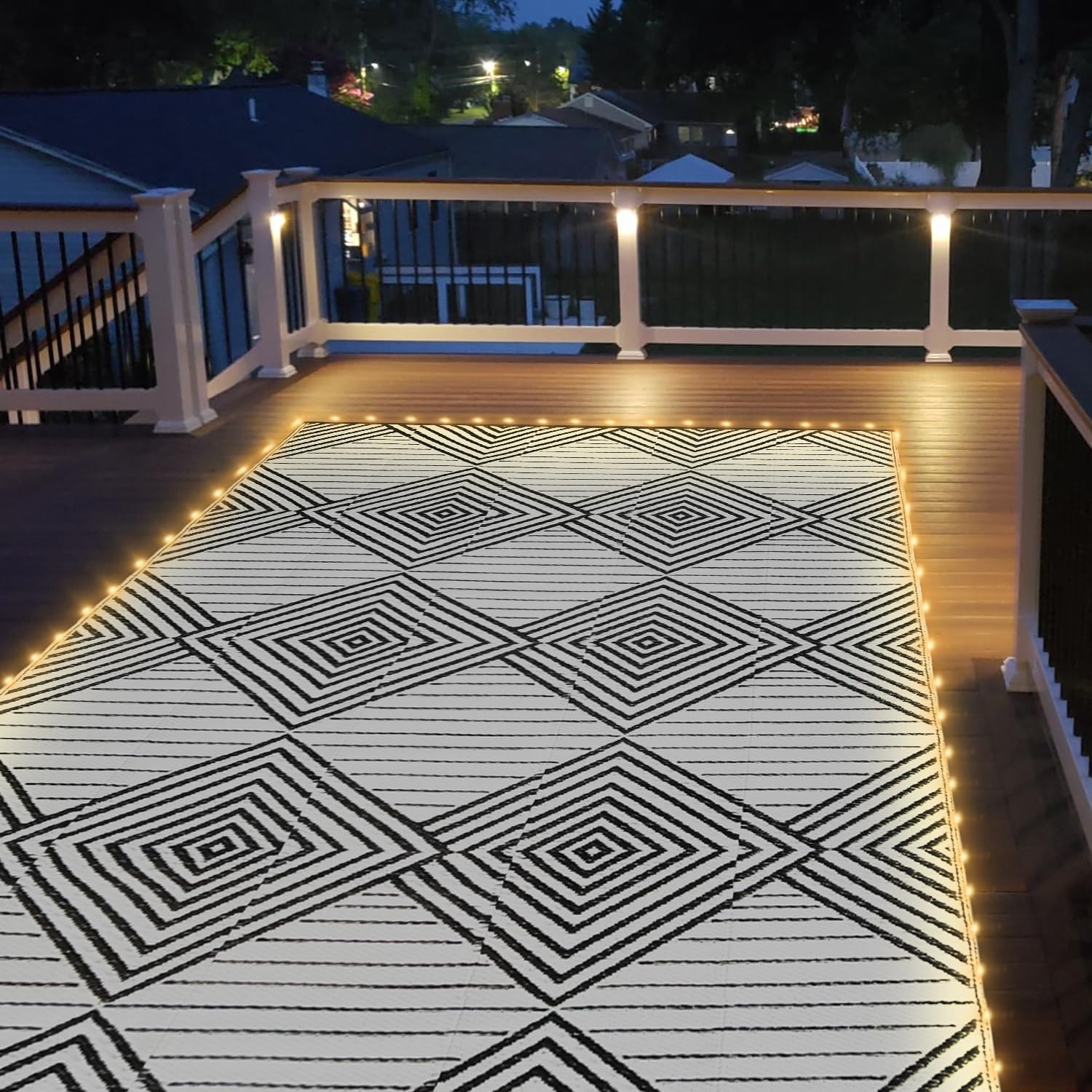 LED Waterproof 6x9 Reversible Foldable Outdoor Patio Rug