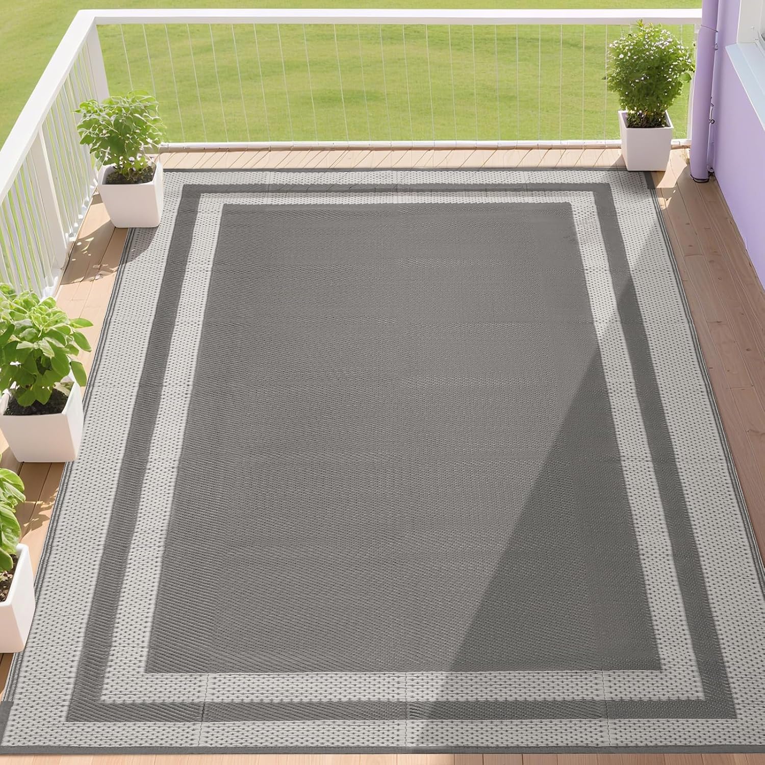 Waterproof 6x9 Plastic Straw Reversible Outdoor Patio Rug