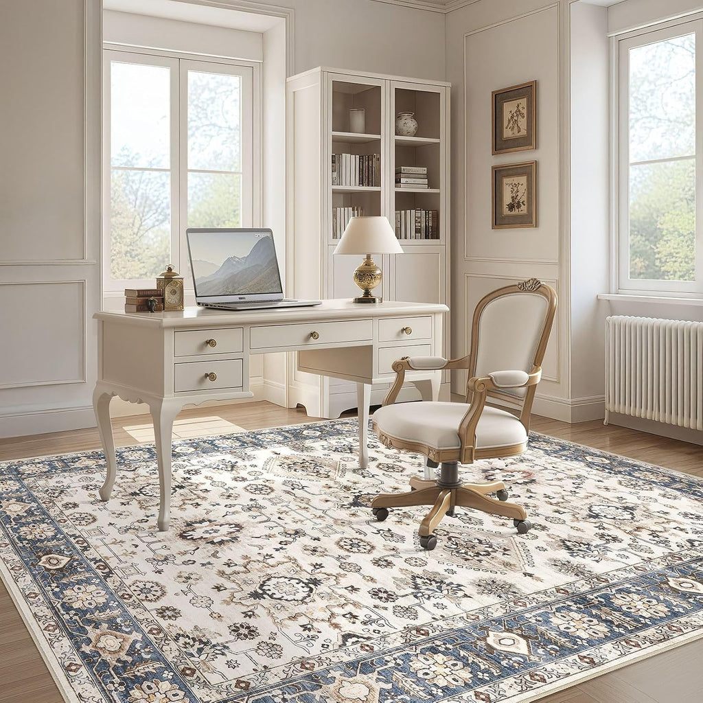 Vintage 10x12 Washable Stain Resistant Non Slip Area Rug