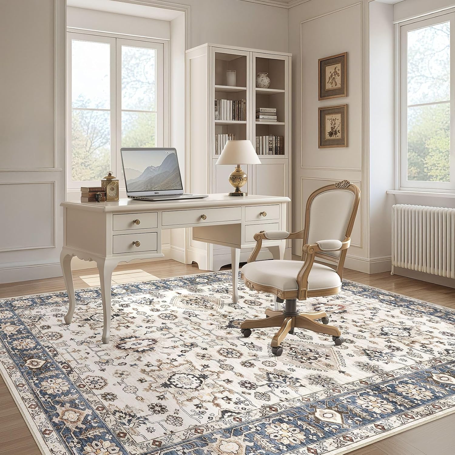 Vintage 10x12 Washable Stain Resistant Non Slip Area Rug