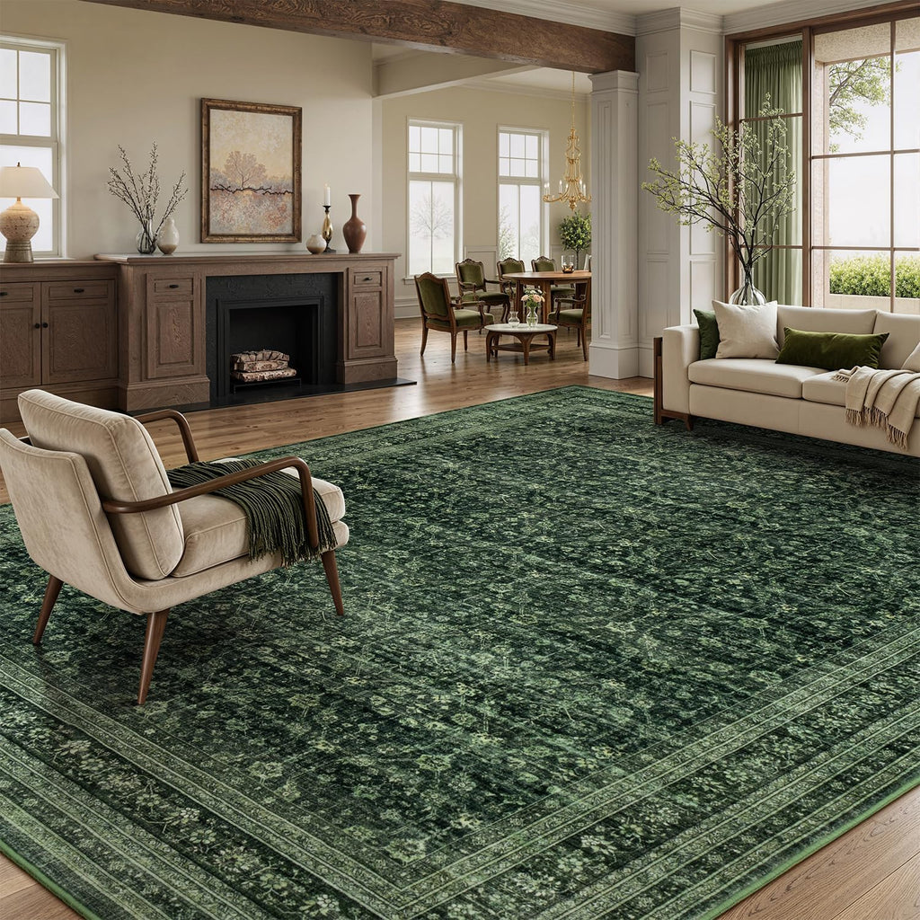 Vintage Boho 8x10 Washable Stain Resistant Area Rug
