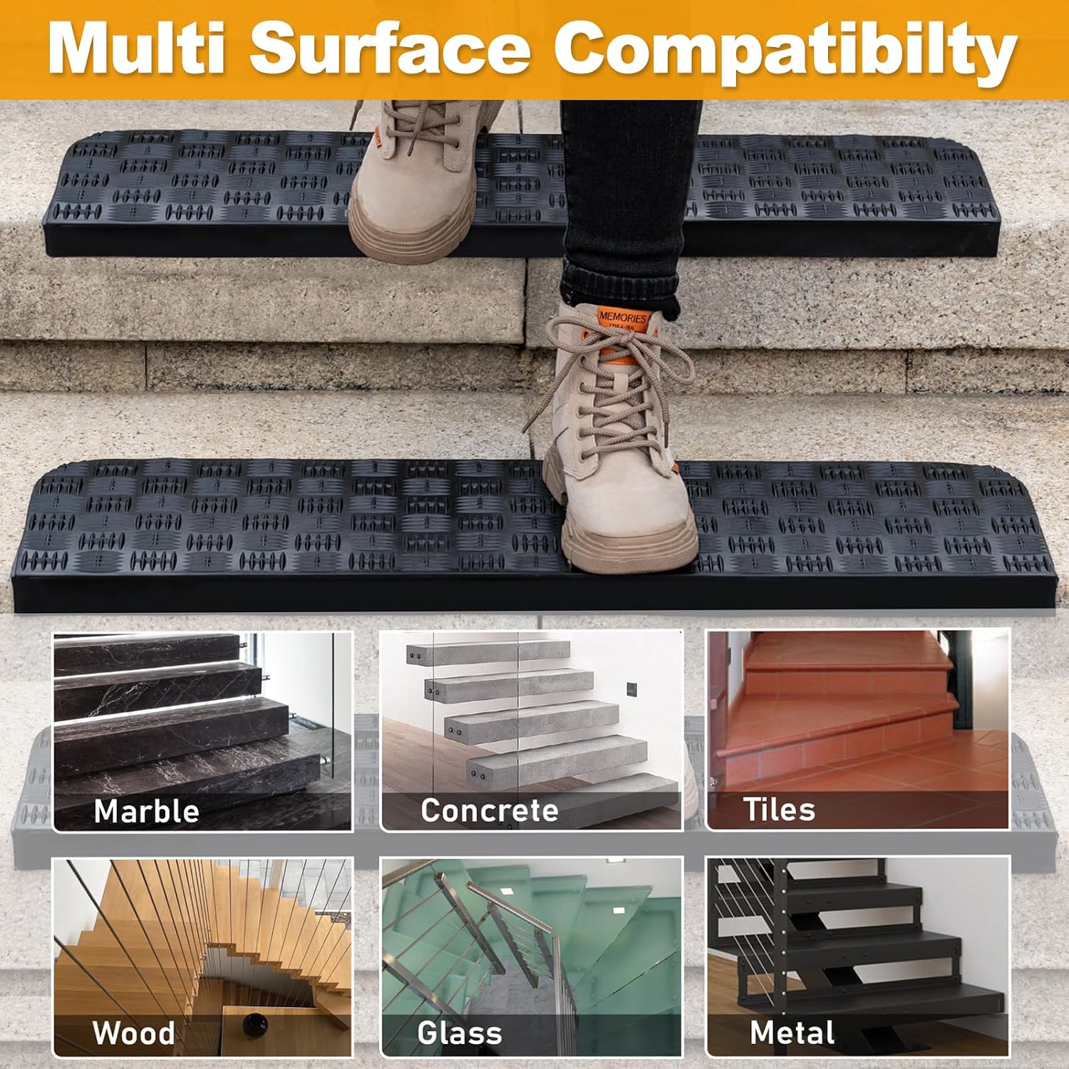Non Slip Rubber Stair Treads Indoor Outdoor Step Mats