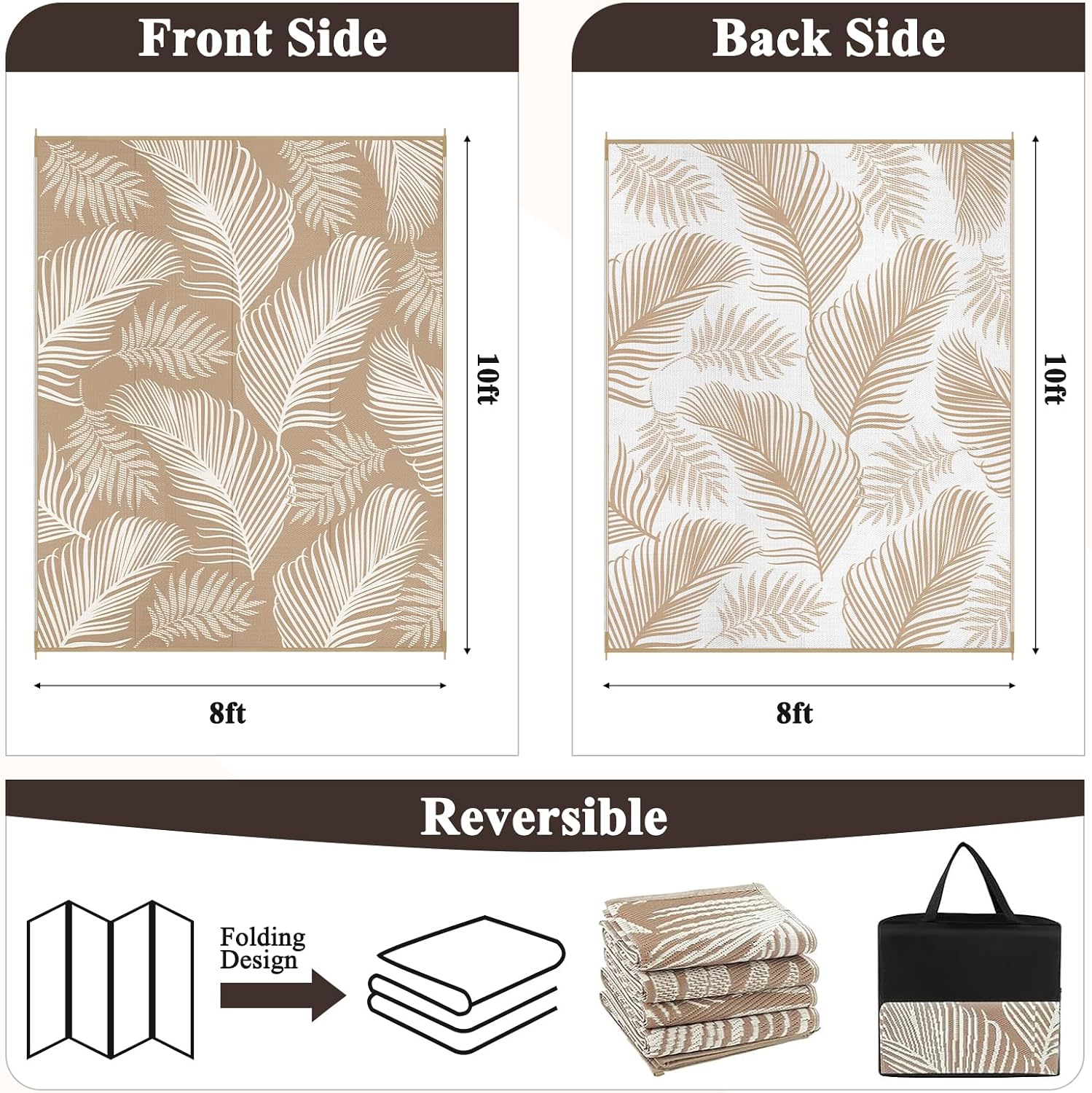 Reversible UV Resistant 8x10 Plastic Straw Outdoor Rug