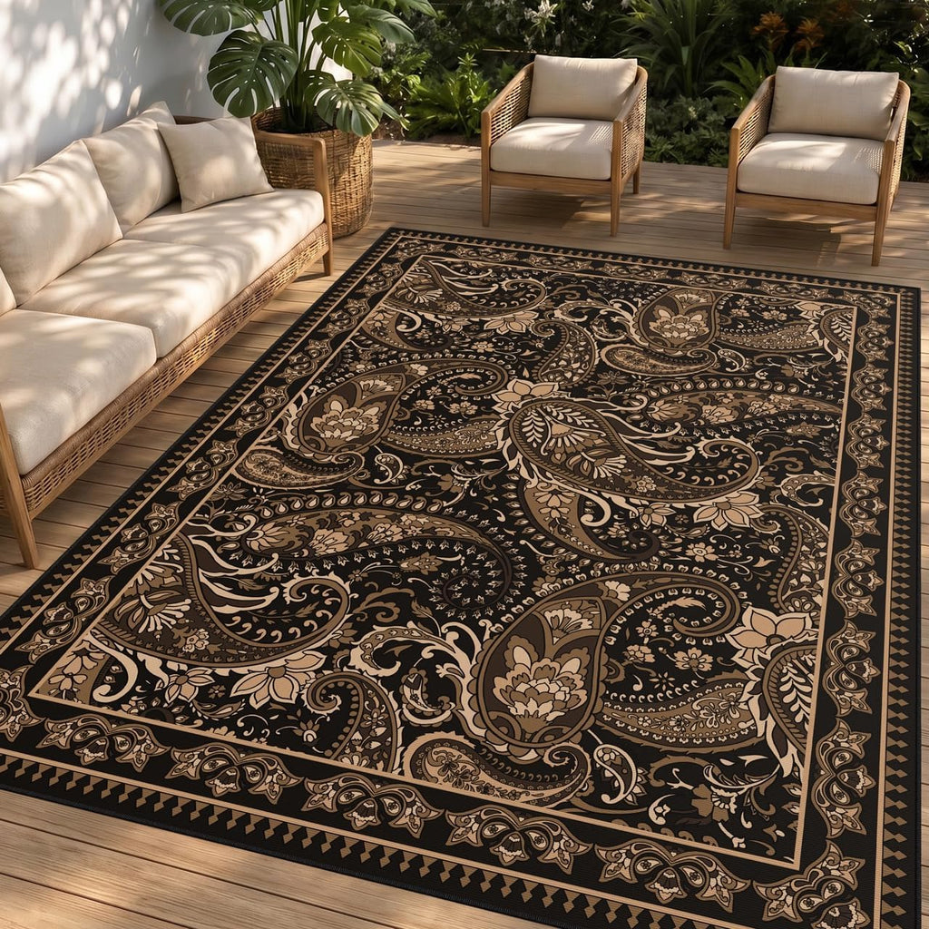 Paisley UV Resistant 4x6 Boho Waterproof Outdoor Rug