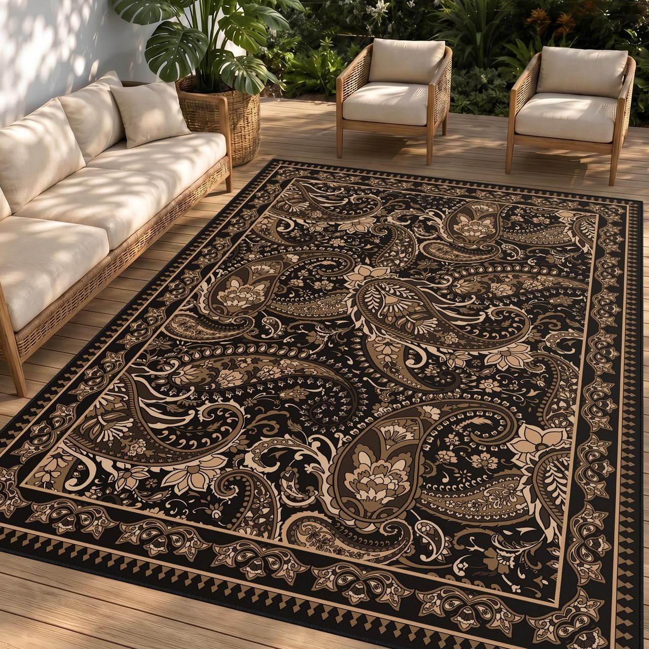 Paisley UV Resistant 4x6 Boho Waterproof Outdoor Rug
