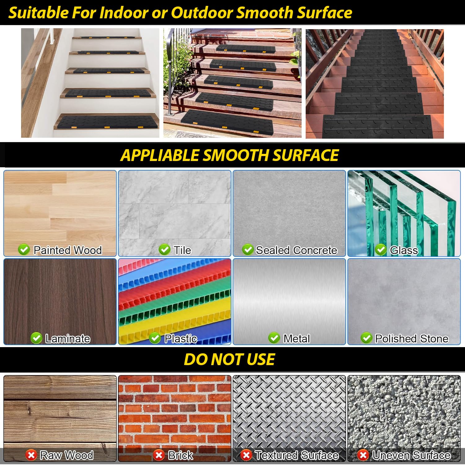 Reflective Non Slip Weatherproof Rubber Safety Stair Step Mats
