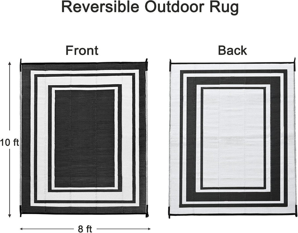 Reversible Waterproof 8x10 Plastic Straw Outdoor Patio Rug
