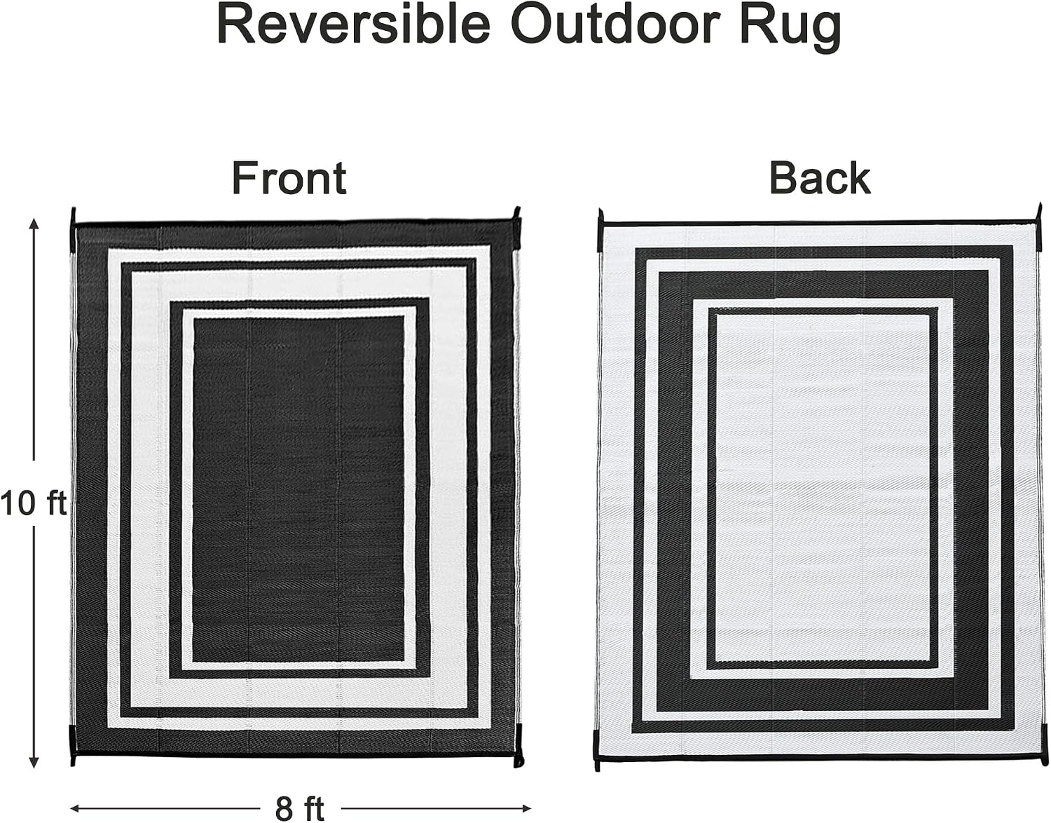 Reversible Waterproof 8x10 Plastic Straw Outdoor Patio Rug