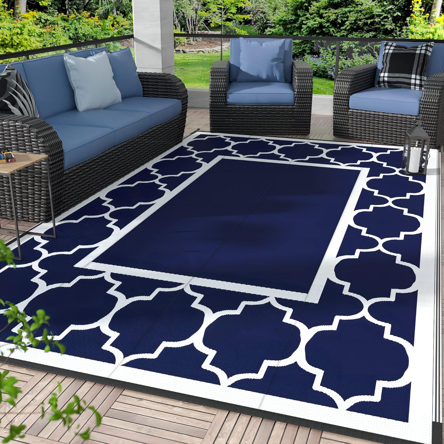 Foldable Reversible 5x8 Waterproof Plastic Outdoor Rug