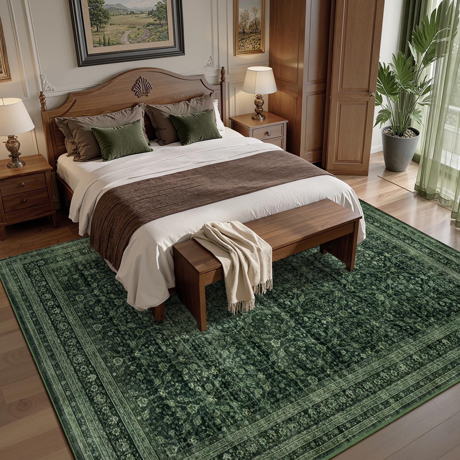 Vintage Boho 8x10 Washable Stain Resistant Area Rug