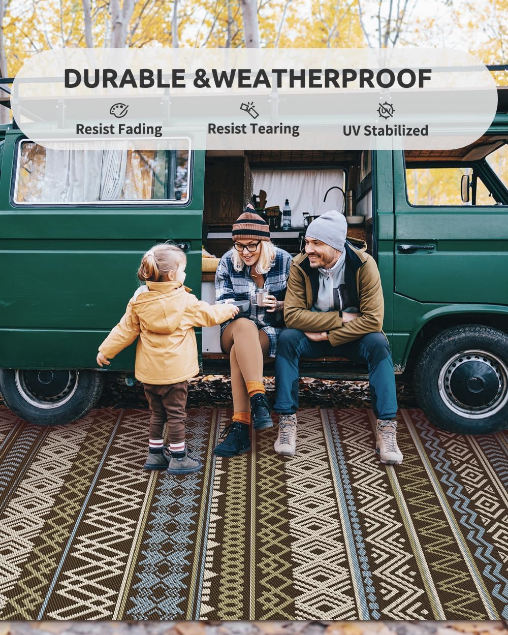 Reversible Waterproof 5x8 Outdoor Patio Camping Area Rug