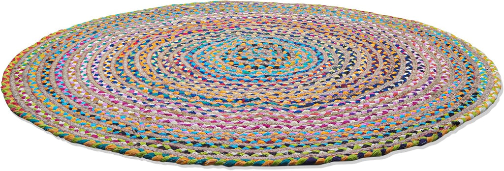 Braided Reversible Multicolor Jute Round Farmhouse Rug