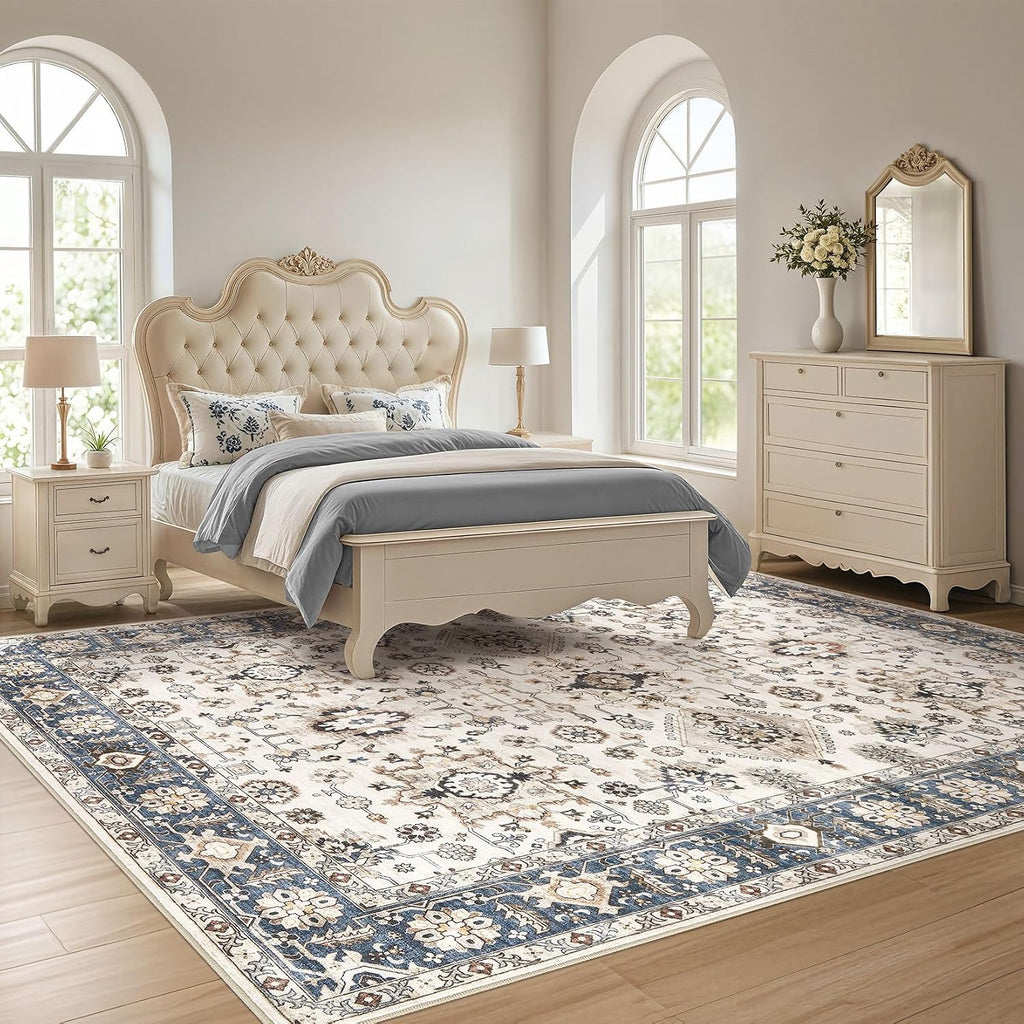 Vintage 10x12 Washable Stain Resistant Non Slip Area Rug