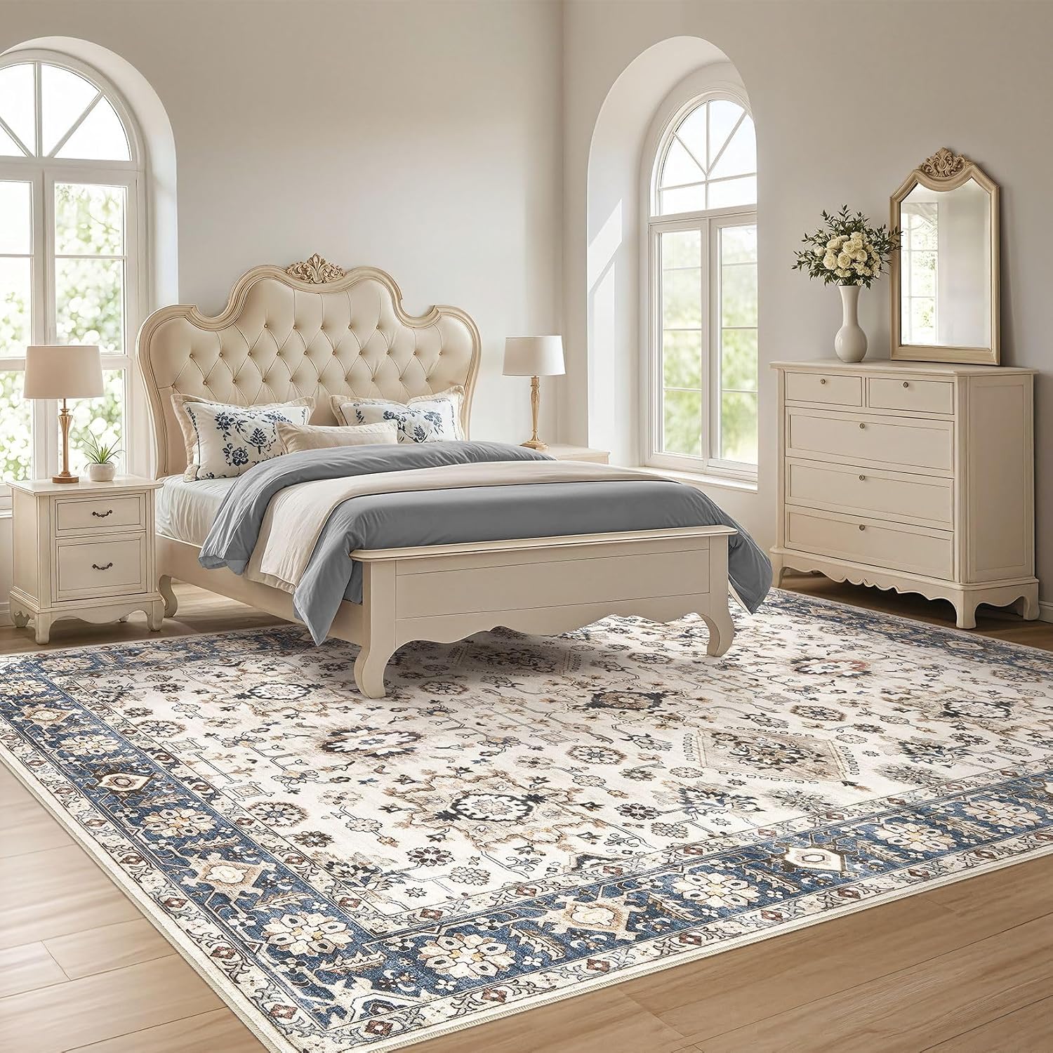 Vintage 10x12 Washable Stain Resistant Non Slip Area Rug