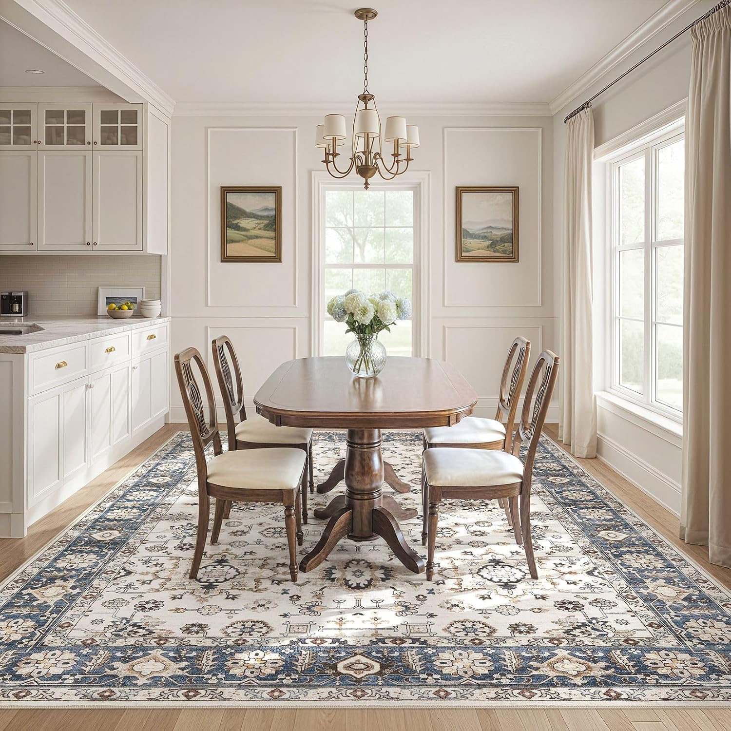 Vintage 10x12 Washable Stain Resistant Non Slip Area Rug