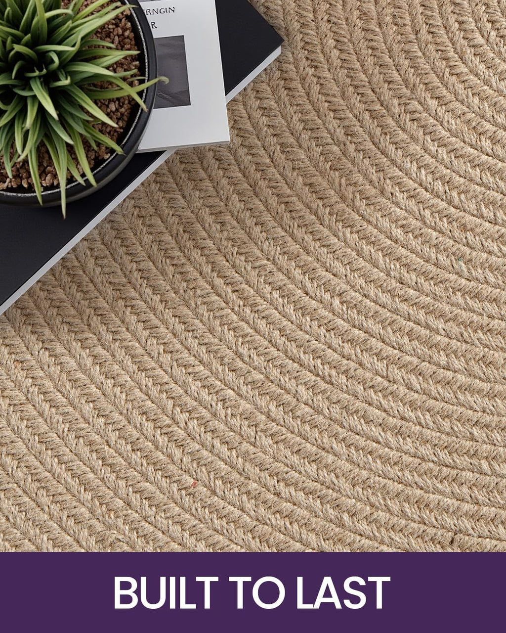 Braided Natural Jute Round No Shed Farmhouse Area Rug