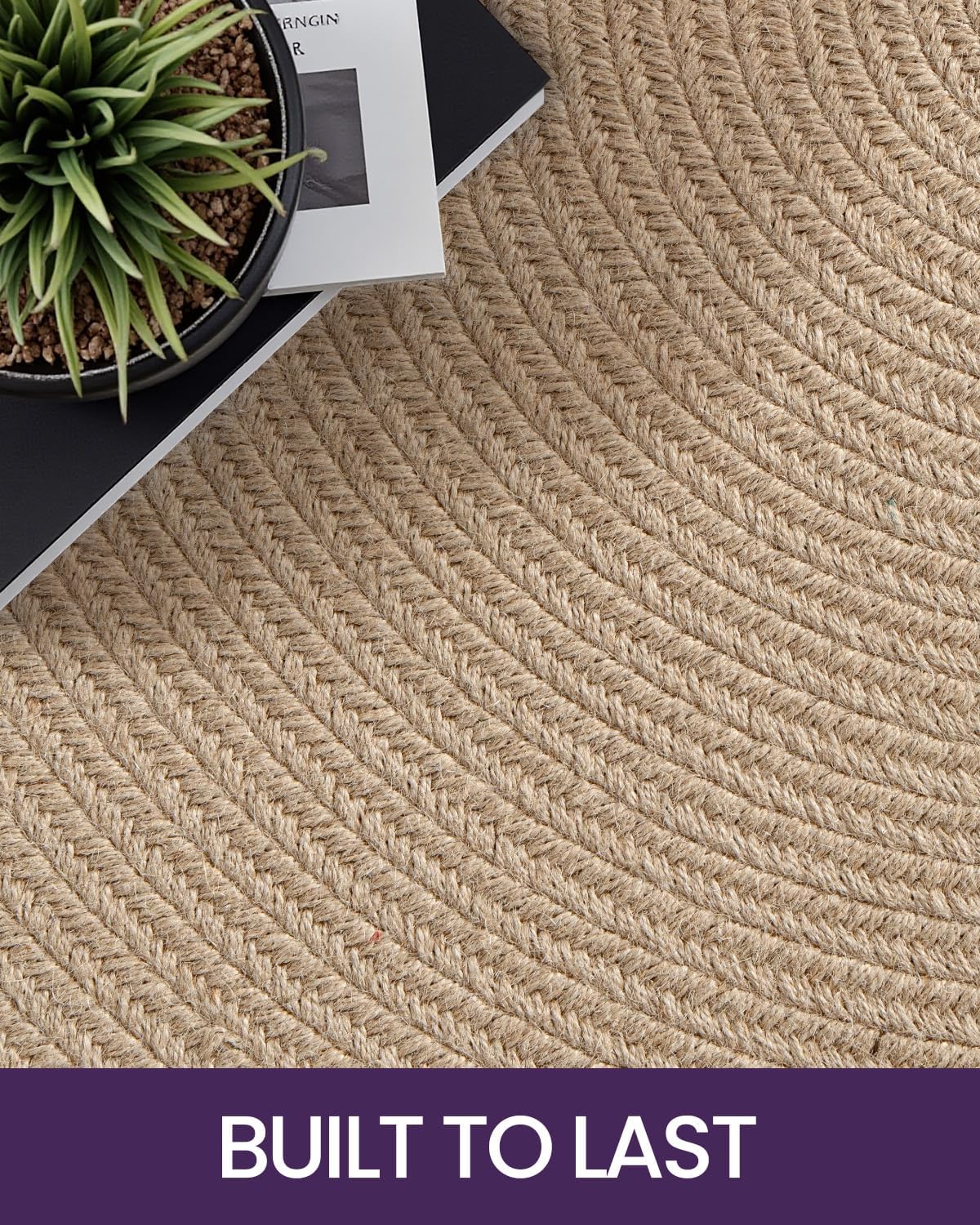 Braided Natural Jute Round No Shed Farmhouse Area Rug