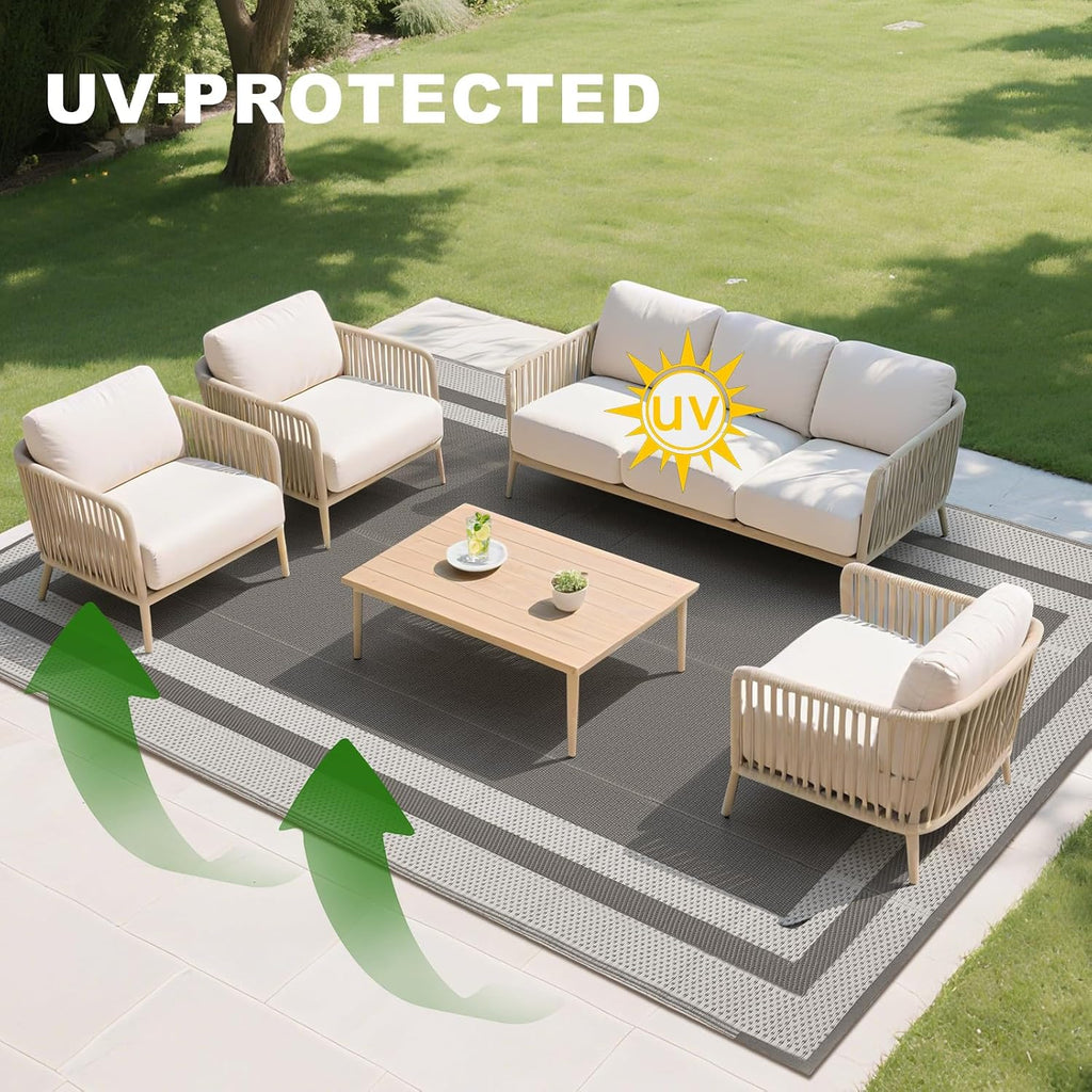 Waterproof 6x9 Plastic Straw Reversible Outdoor Patio Rug