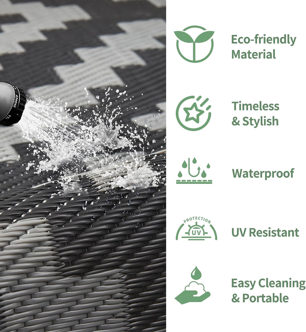 Reversible Waterproof 6x9 Plastic Straw Outdoor Patio Rug