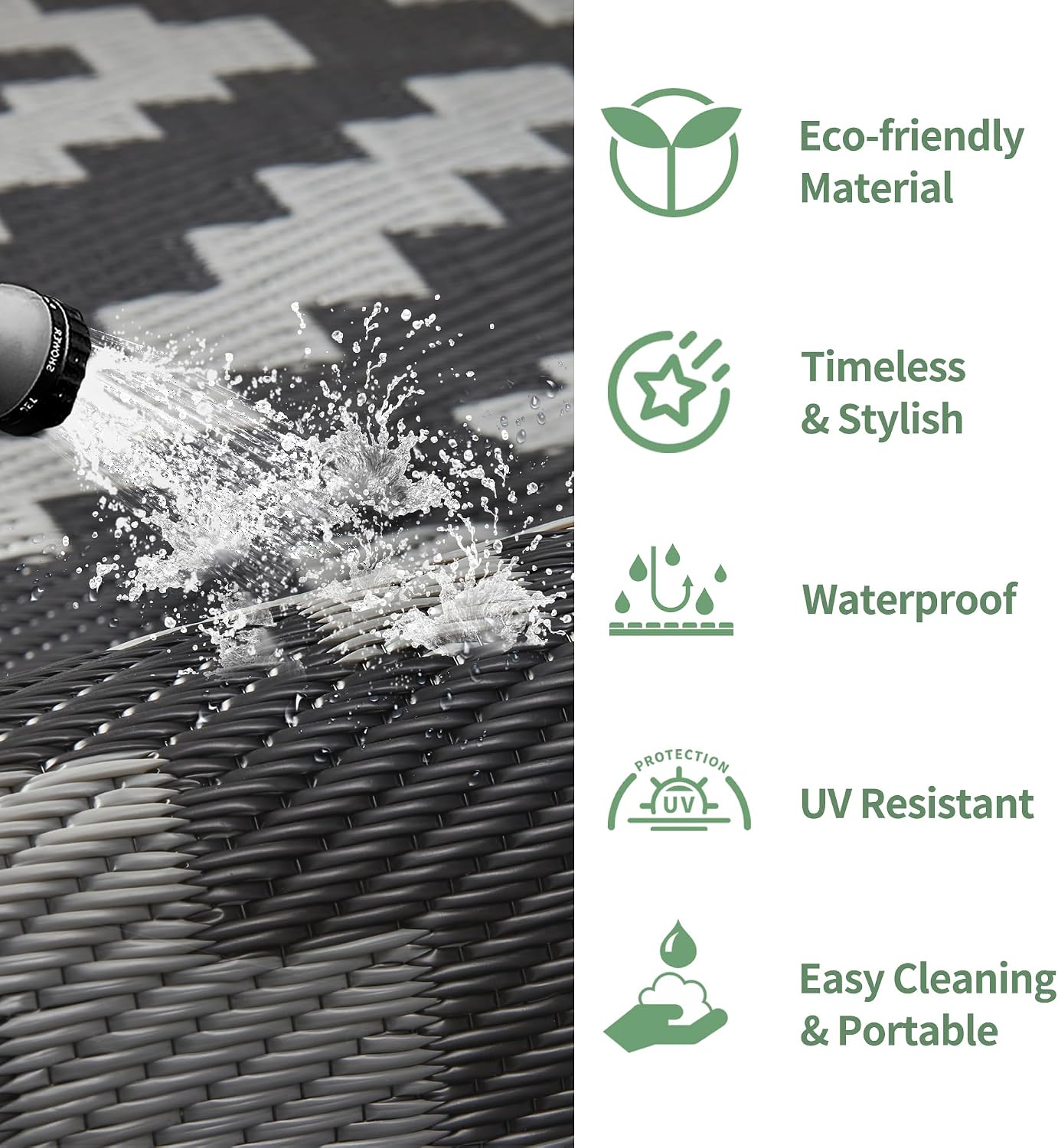 Reversible Waterproof 6x9 Plastic Straw Outdoor Patio Rug