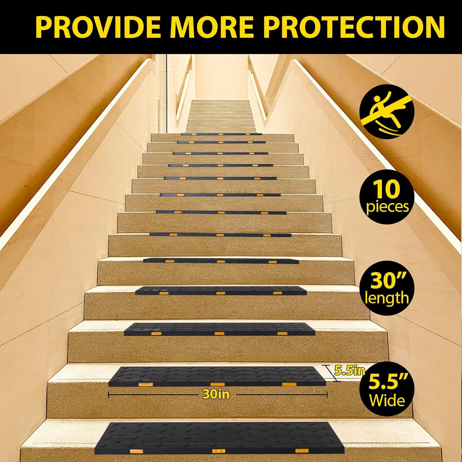 Reflective Non Slip Weatherproof Rubber Safety Stair Step Mats