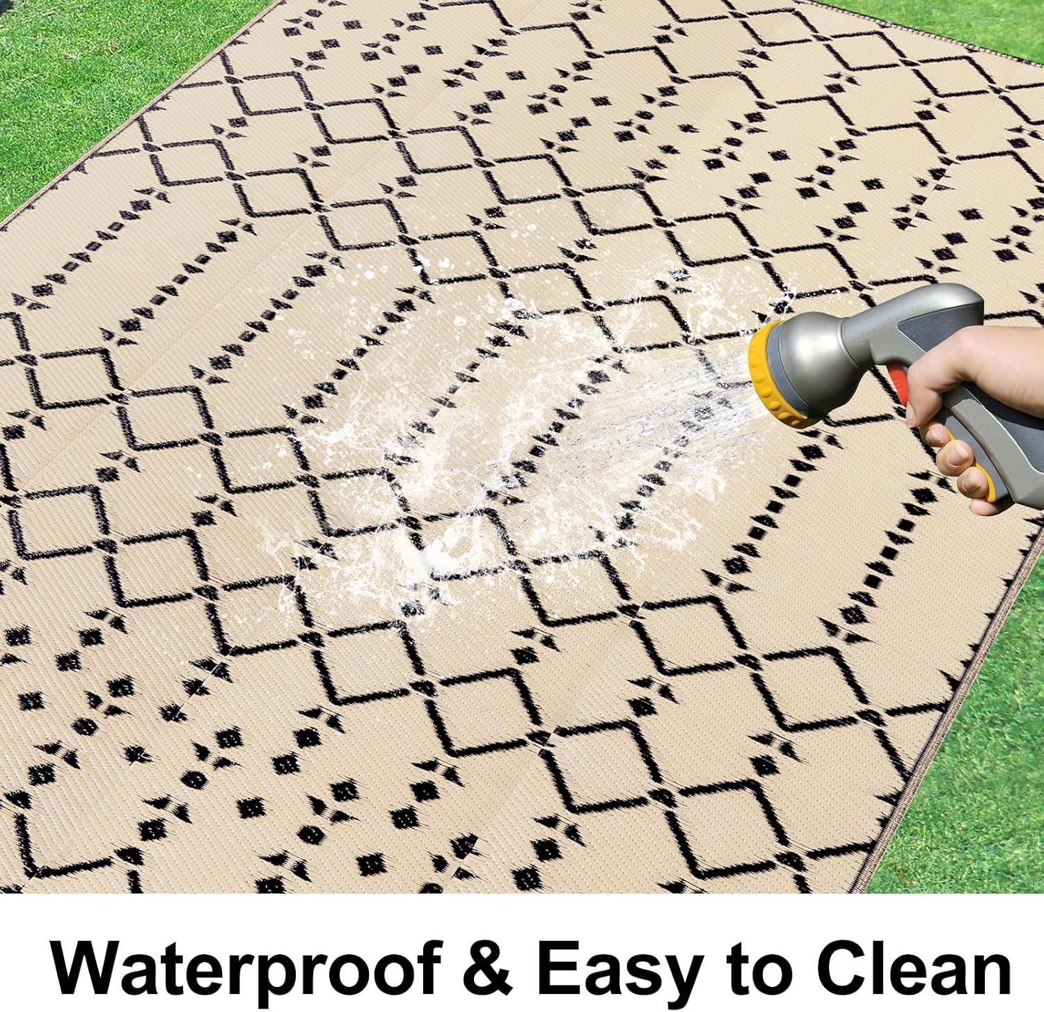 Reversible Boho 5x8 Waterproof Plastic Straw Outdoor Rug
