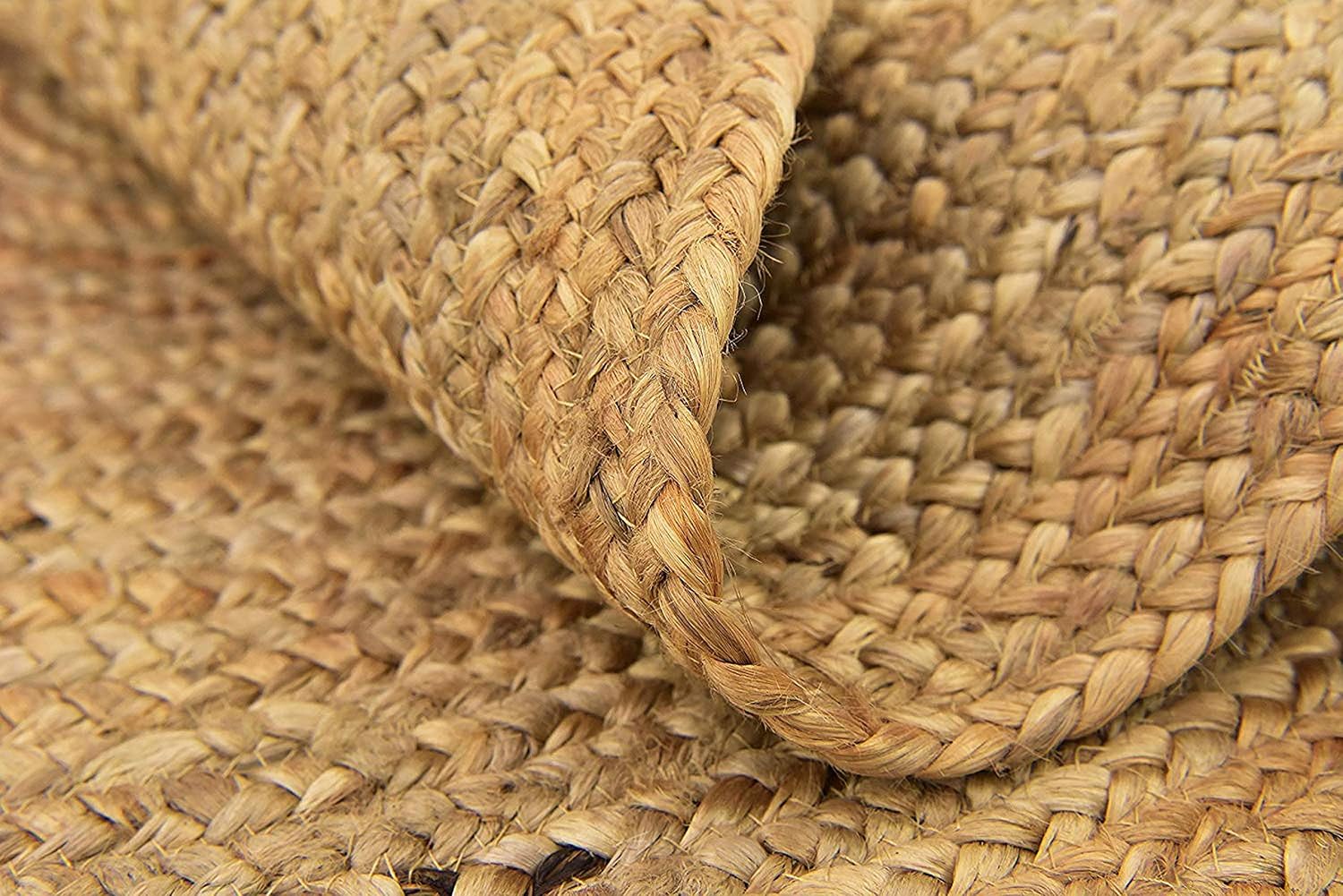Handwoven Braided Natural Jute Round Area Carpet