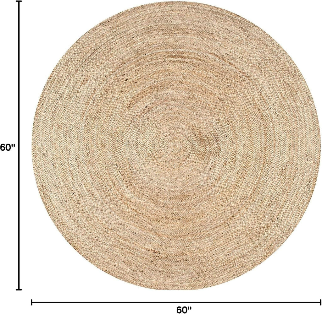 Handwoven Braided Natural Jute Round Area Carpet