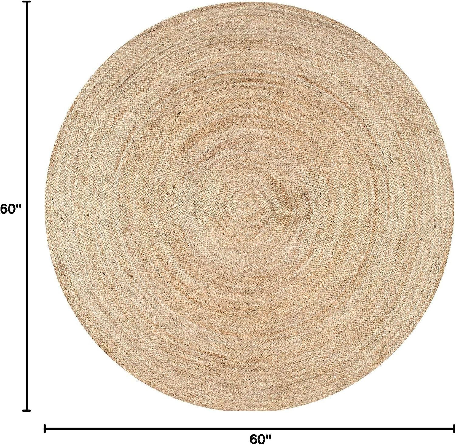 Handwoven Braided Natural Jute Round Area Carpet