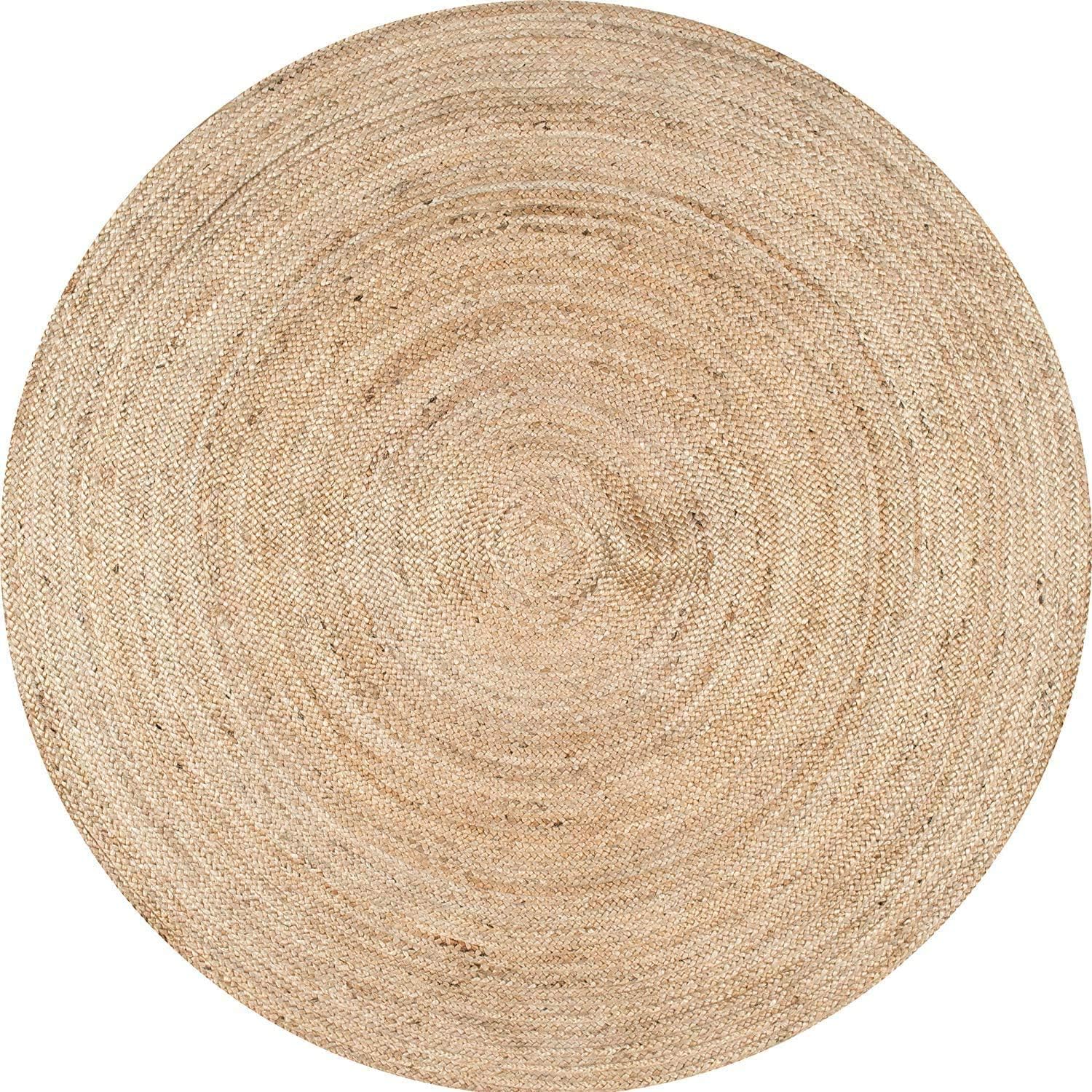 Handwoven Braided Natural Jute Round Area Carpet