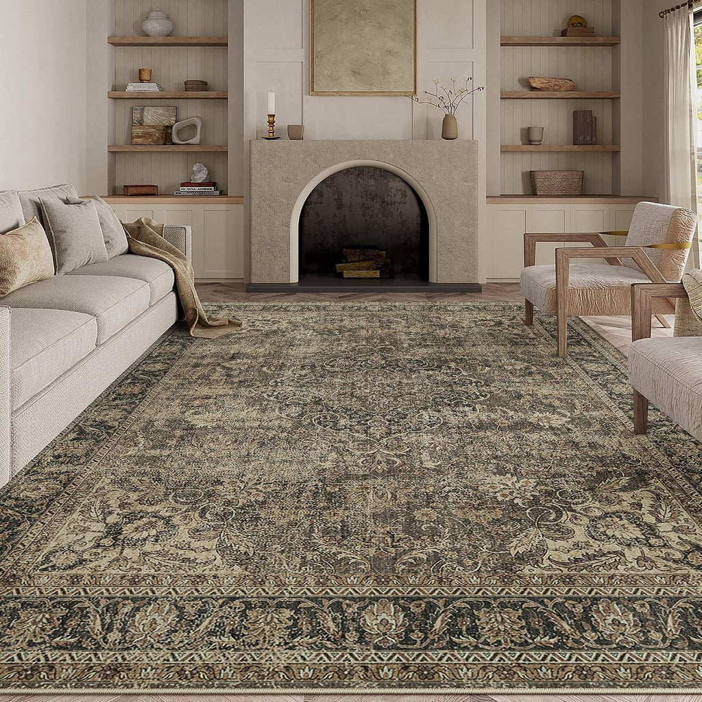Vintage Distressed 8x10 Washable Non Slip Area Rug