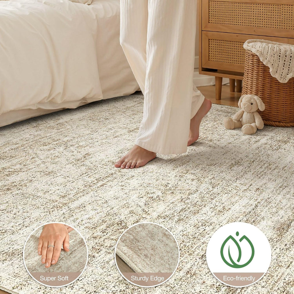 Abstract Distressed 8x10 Washable Stain Resistant Rug