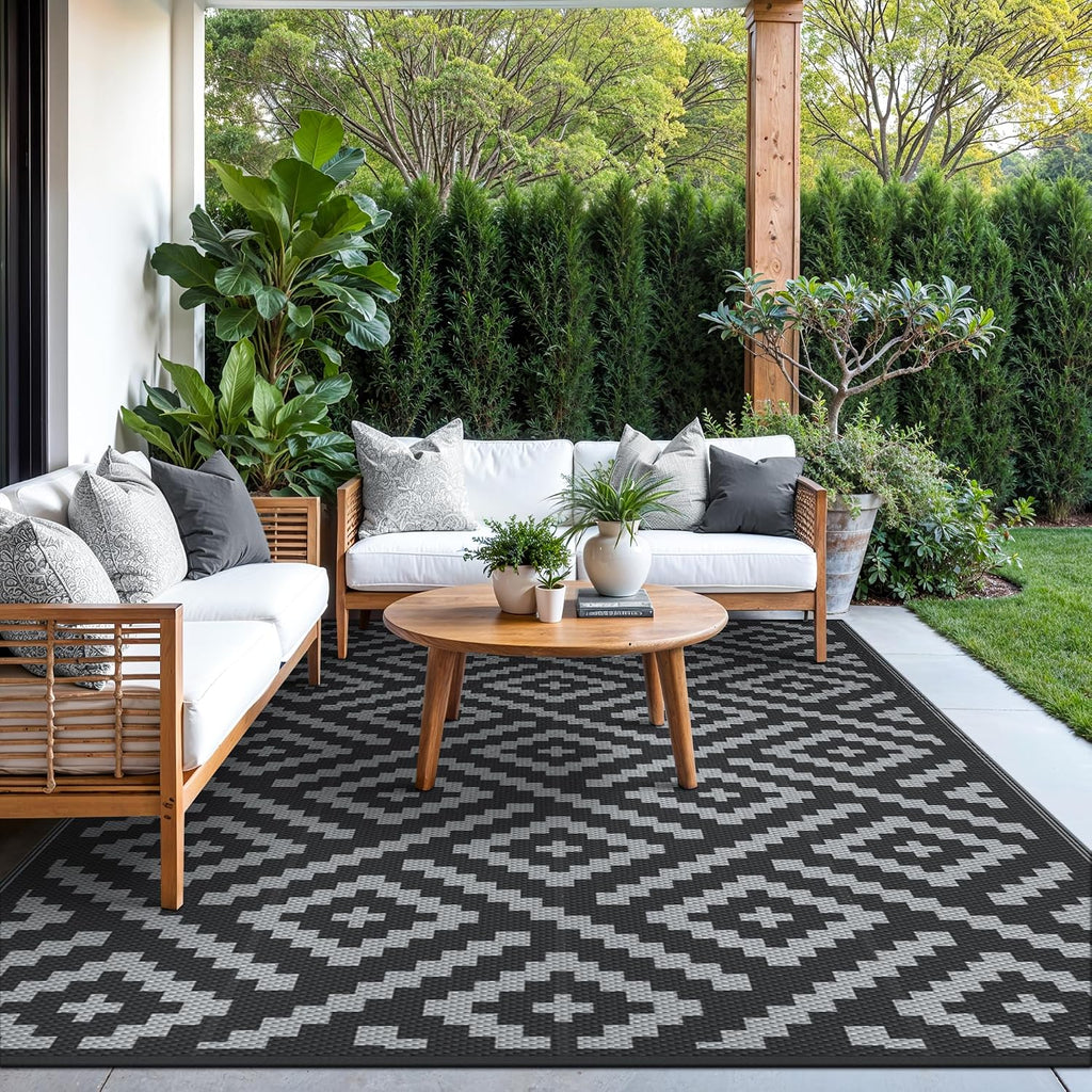 Reversible Waterproof 6x9 Plastic Straw Outdoor Patio Rug