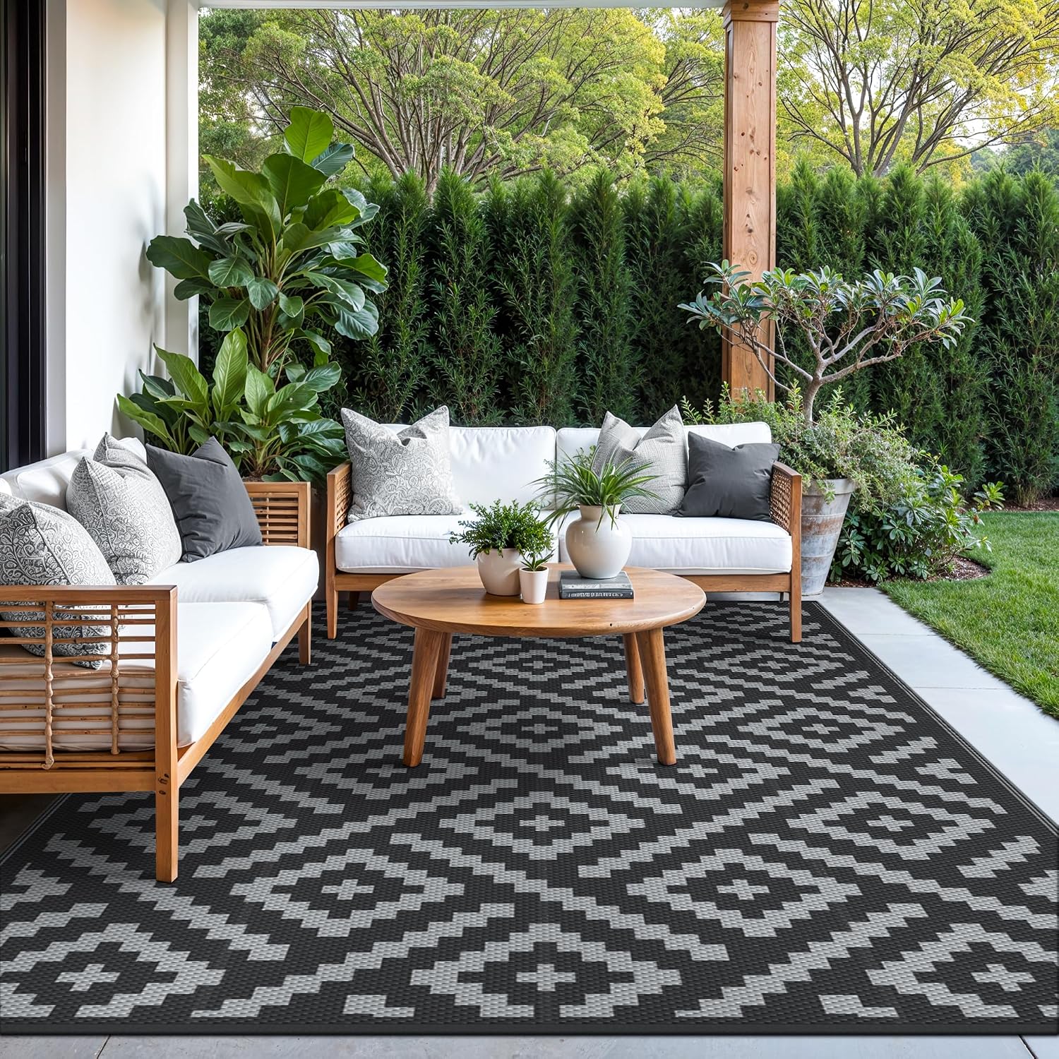 Reversible Waterproof 6x9 Plastic Straw Outdoor Patio Rug