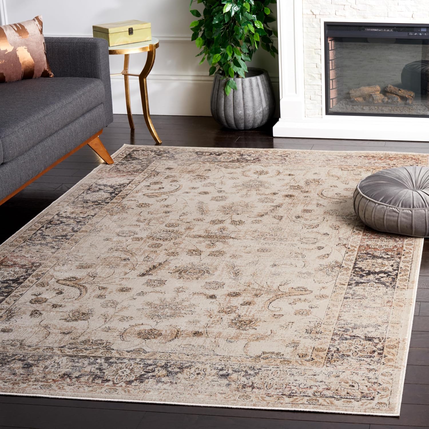 Oriental Distressed 5'1x7'6 Vintage Viscose Area Rug