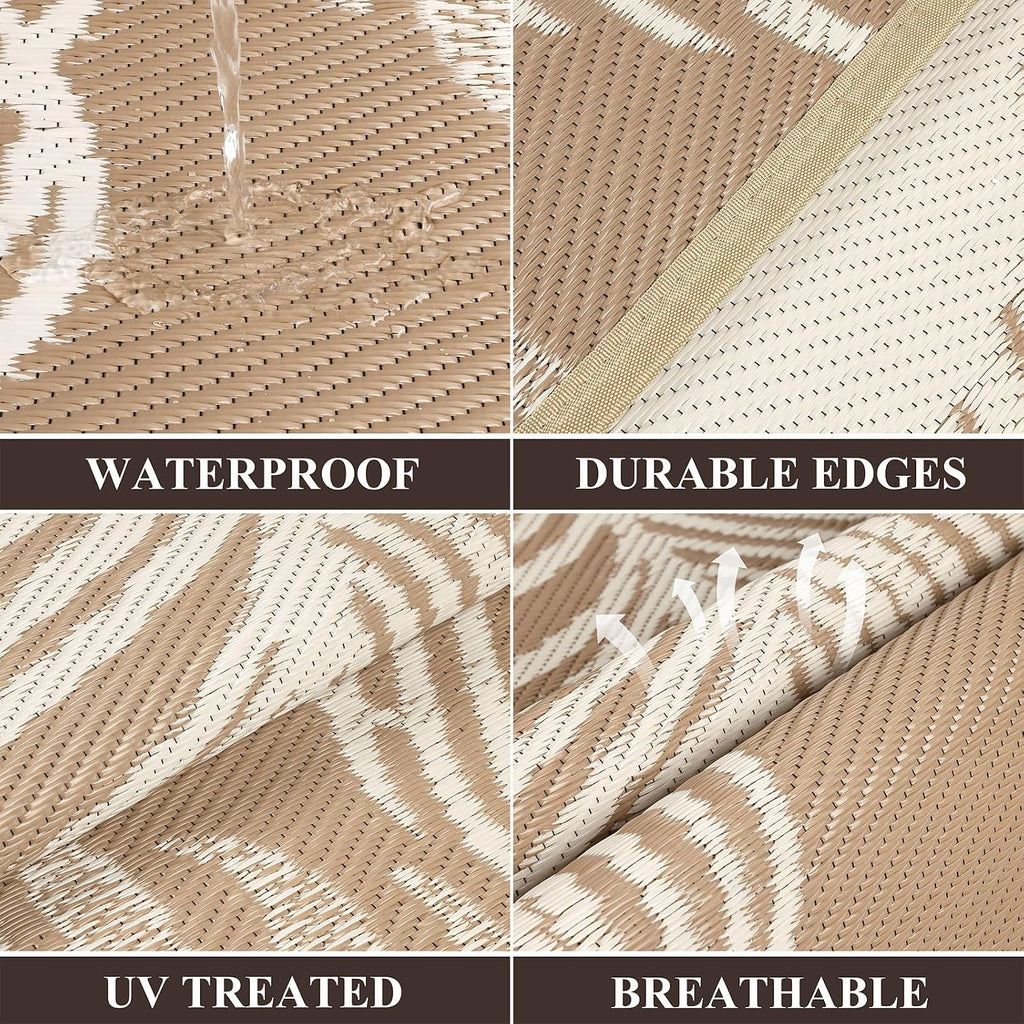 Reversible UV Resistant 8x10 Plastic Straw Outdoor Rug